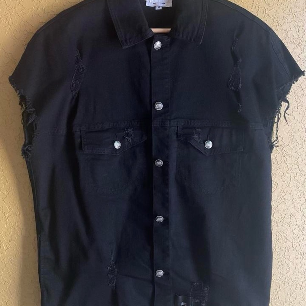 Men's Black Sixth June Distressed Denim Shirt